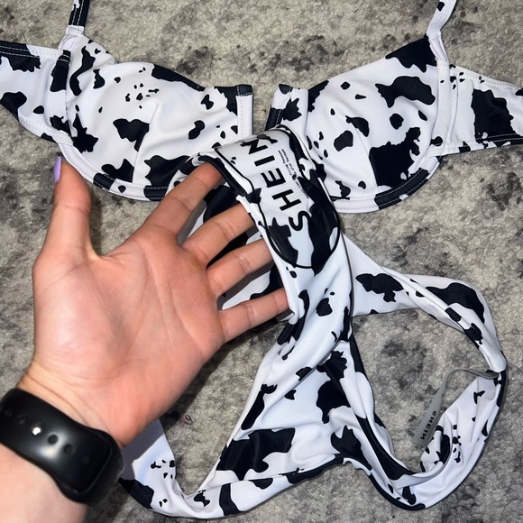 Shein cow print bikini size small top & bottom- never worn #NWT - Picture 2 of 2